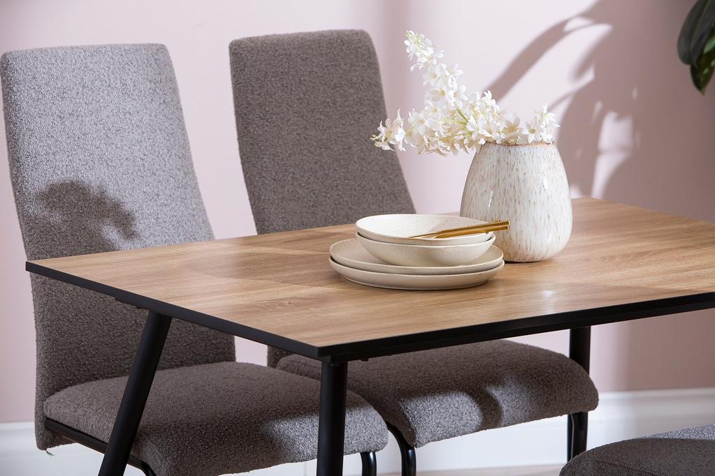 Montpellier & Jasmin söögilaua komplekt neljale, 120x75 cm, puidutoonis/must laud & must/hallid toolid