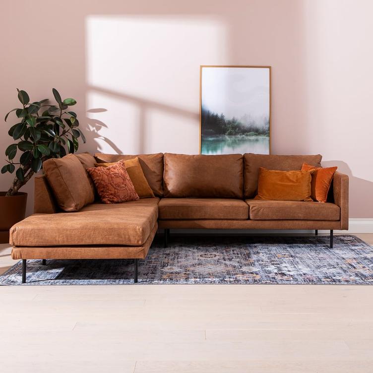 Copenhagen avatud nurgaga diivan (vasak), Essenza 04, konjak (sis. must metalljalg)