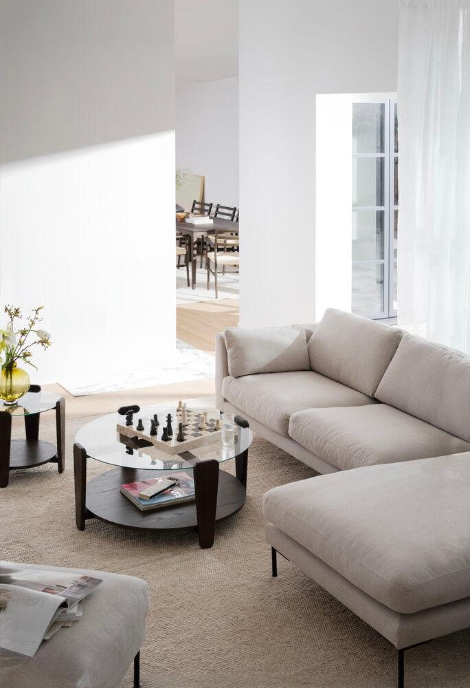 Arran diivanilaud Ø93 pruun tamm/klaas