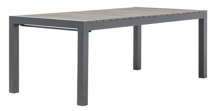 Aiamööbli söögilaud Dakota pikendatav laud 205/275x100cm, must alumiiniumum / hall easywood