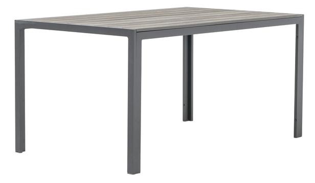 Dakota aiamööbli söögilaud 150x90cm, must alumiiniumum / hall easywood
