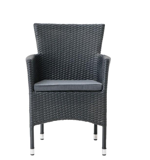 Bolton aiamööbli virnastatav tool, must polürotang