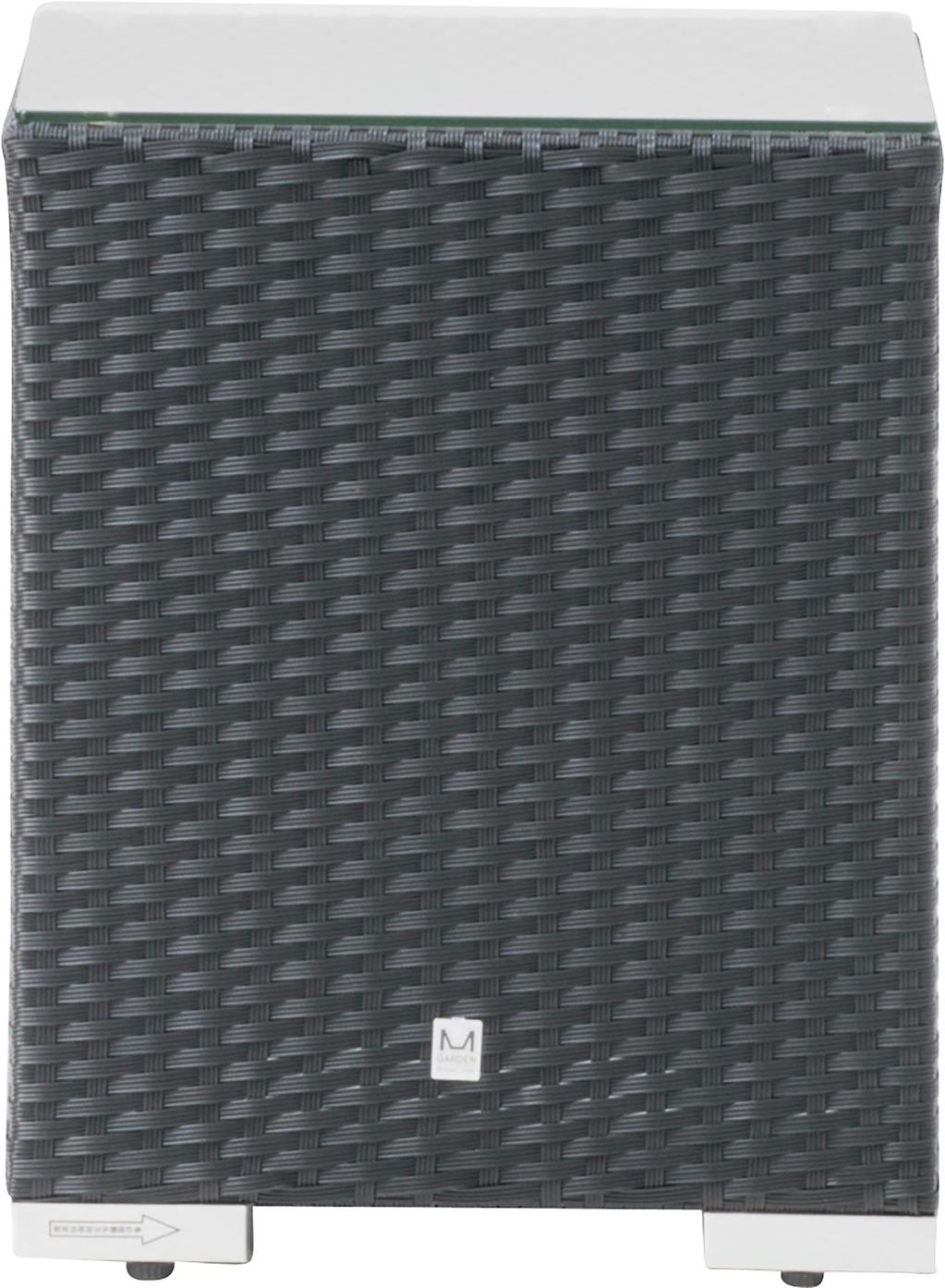 Mode aiamööbli diivanilaud, must polürotang / klaas