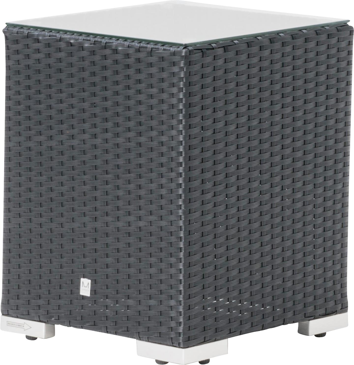 Mode aiamööbli diivanilaud, must polürotang / klaas