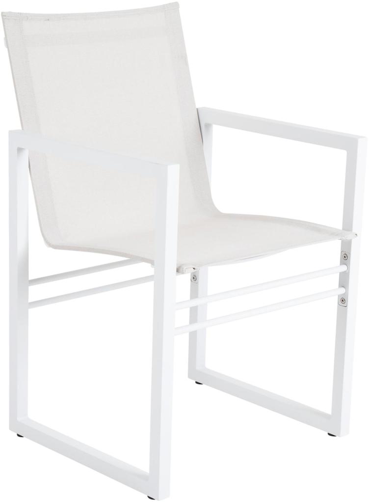 Vevi terrassimööbli söögitool, valge/valge alumiinium