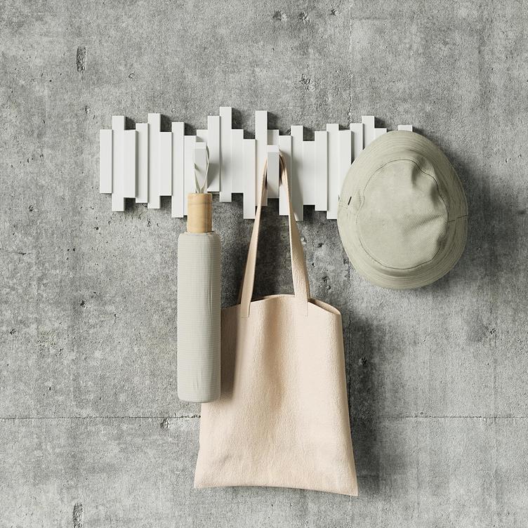 Riidenagi Umbra Sticks 49 cm, 5 konksuga, valge