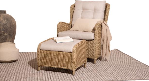 Stavanger terrassimööblikomplekt, tugitool + järi