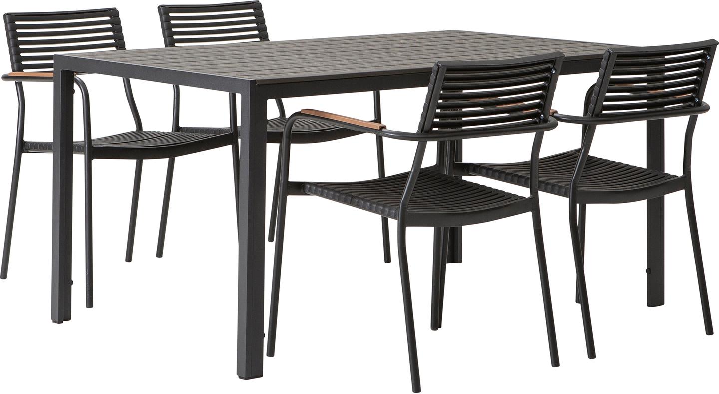 Dakota & Calle aiamööbli komplekt, laud ja toolid (1+4)