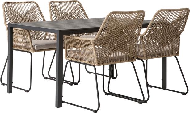 Dakota & Maren aiamööblikomplekt, laud ja toolid (1+4)