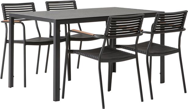 Seattle & Calle aiamööbli komplekt, laud ja toolid (1+4)