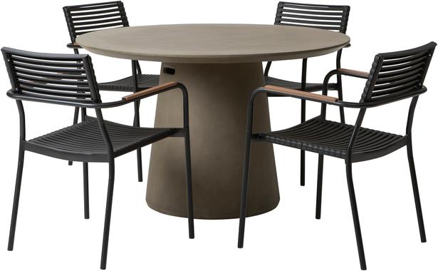 Skagen & Calle aiamööblikomplekt, laud ja toolid (1+4)