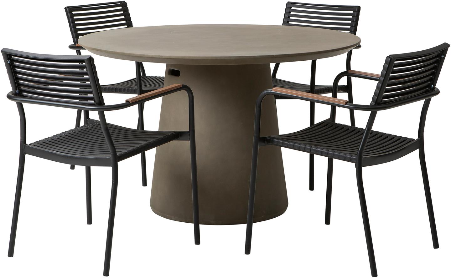 Skagen & Calle aiamööblikomplekt, laud ja toolid (1+4)