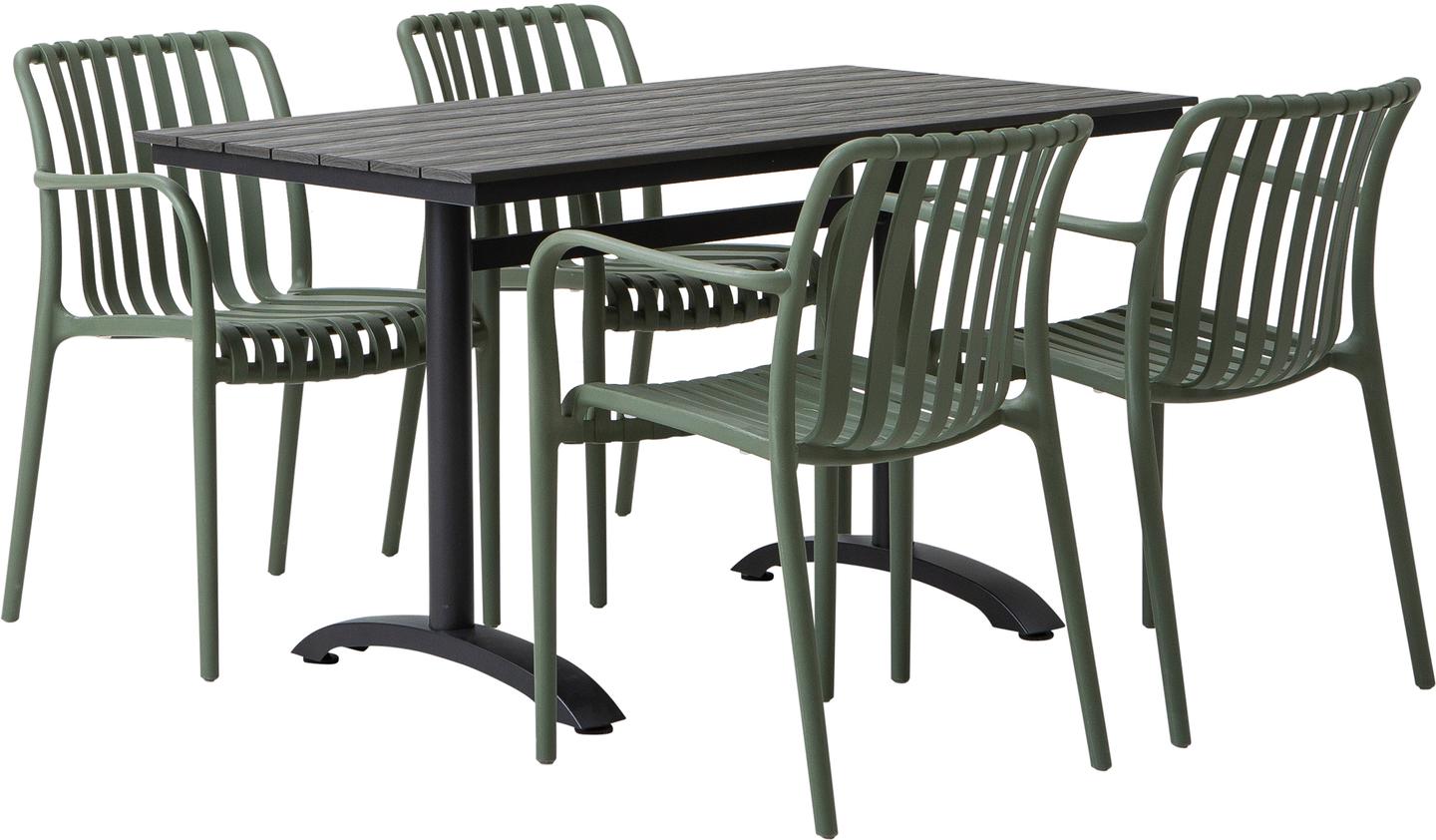 Dakota & Avellino aiamööbli komplekt, laud ja toolid neljale, 130x70cm