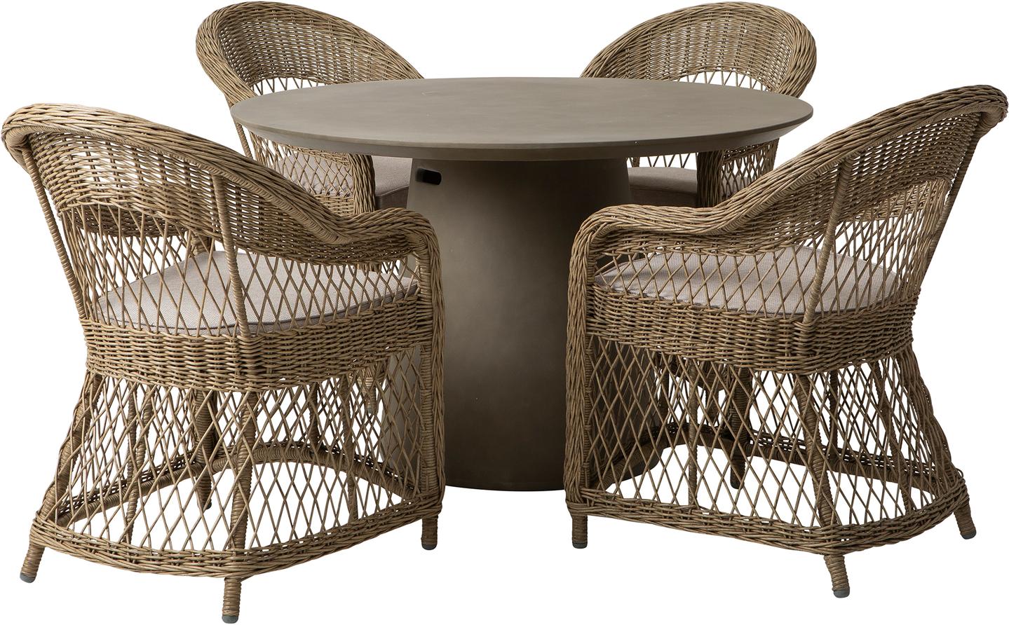 Skagen & Leona aiamööblikomplekt, laud ja toolid neljale