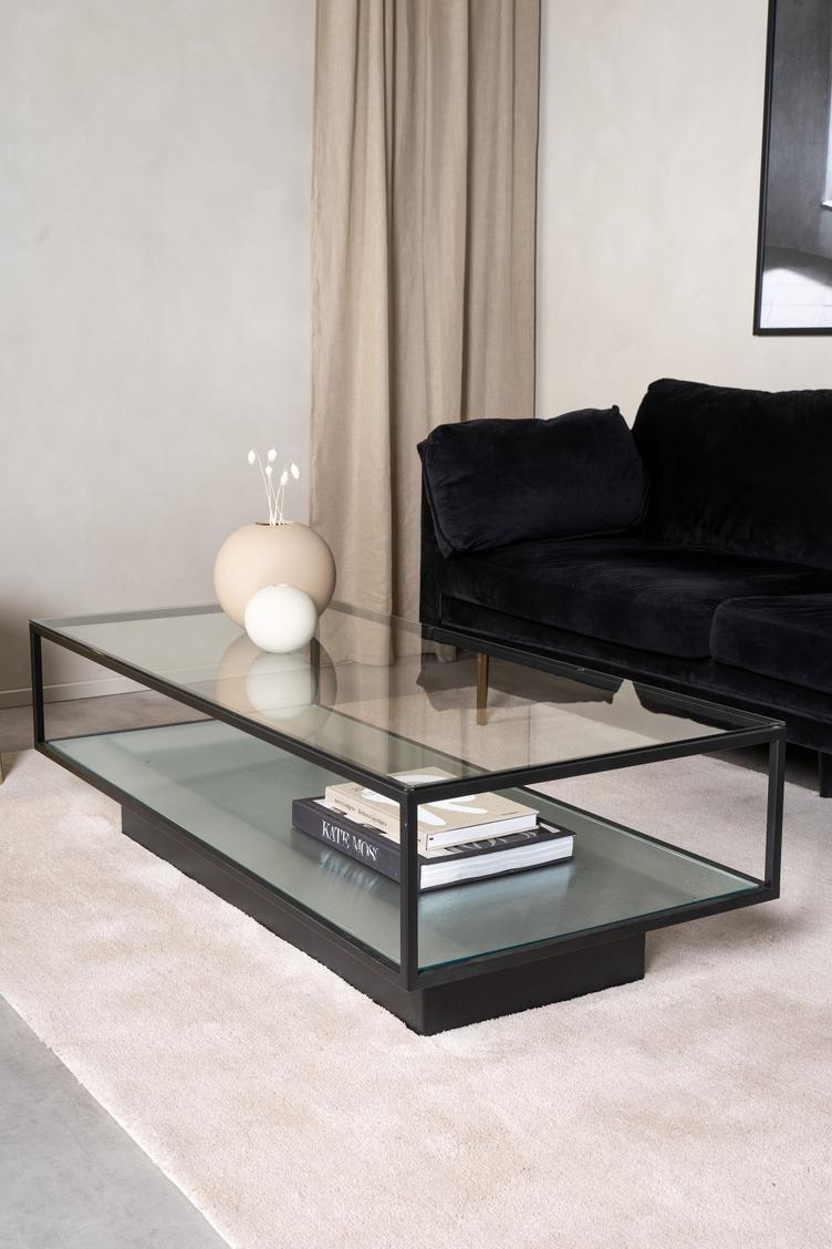 Maglehem diivanilaud, 130x60 cm, must teras, kirgas klaas