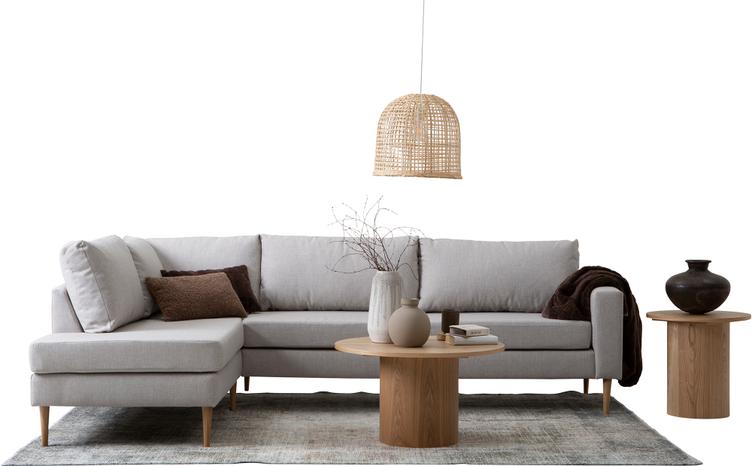 Blink avartud nurgaga diivan, vasak, beež