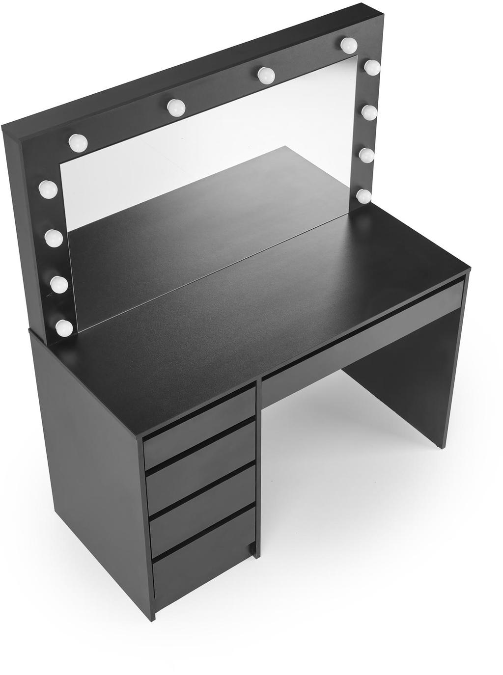 Hollywood meigilaud, XL, valgustusega, must