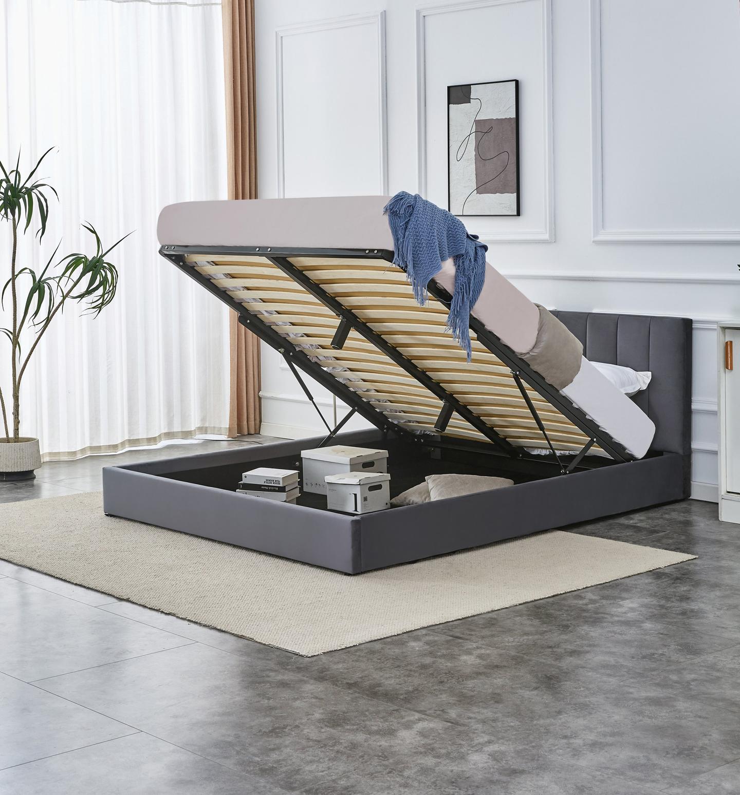 Katarina voodiraam pesukastiga, 160x200 cm, hall