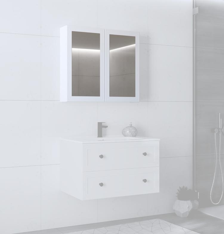 Luoto peegelkapp, 80 cm, valge