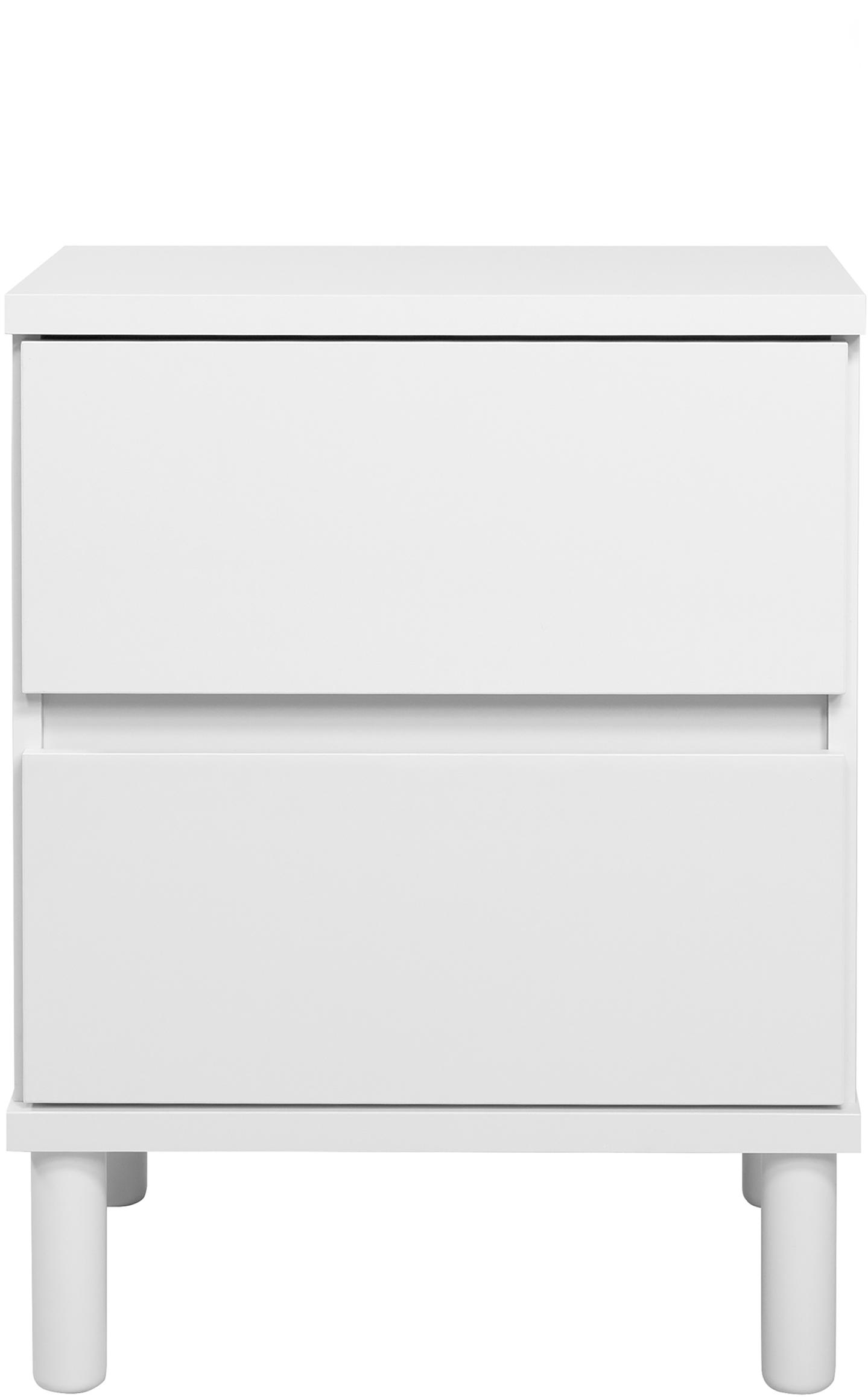 Sata kummut nr. 1. 47 cm, 2 sahtlit, valge, ümar jalg