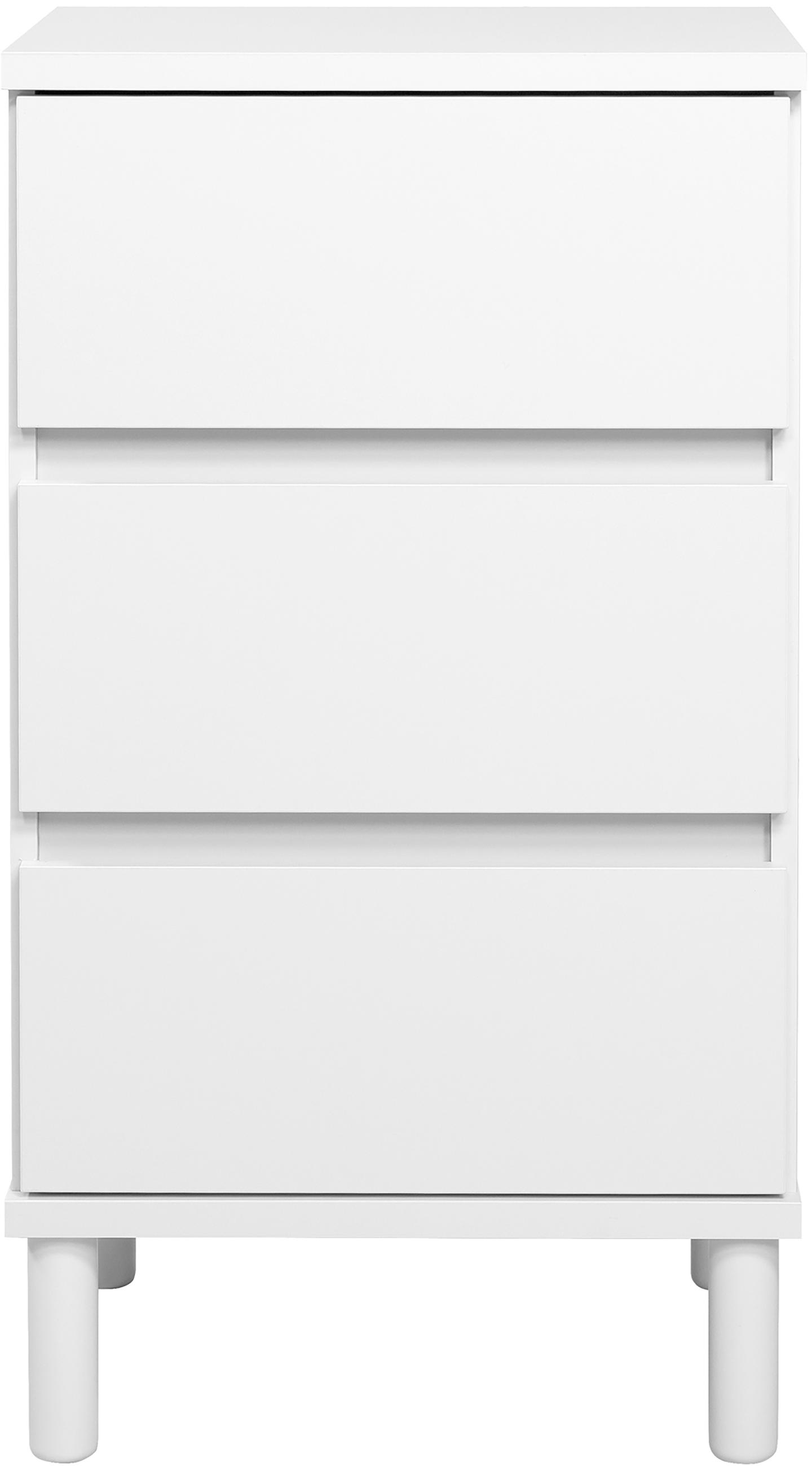 Sata kummut nr. 3. 47 cm, 3 sahtlit, valge, ümar jalg