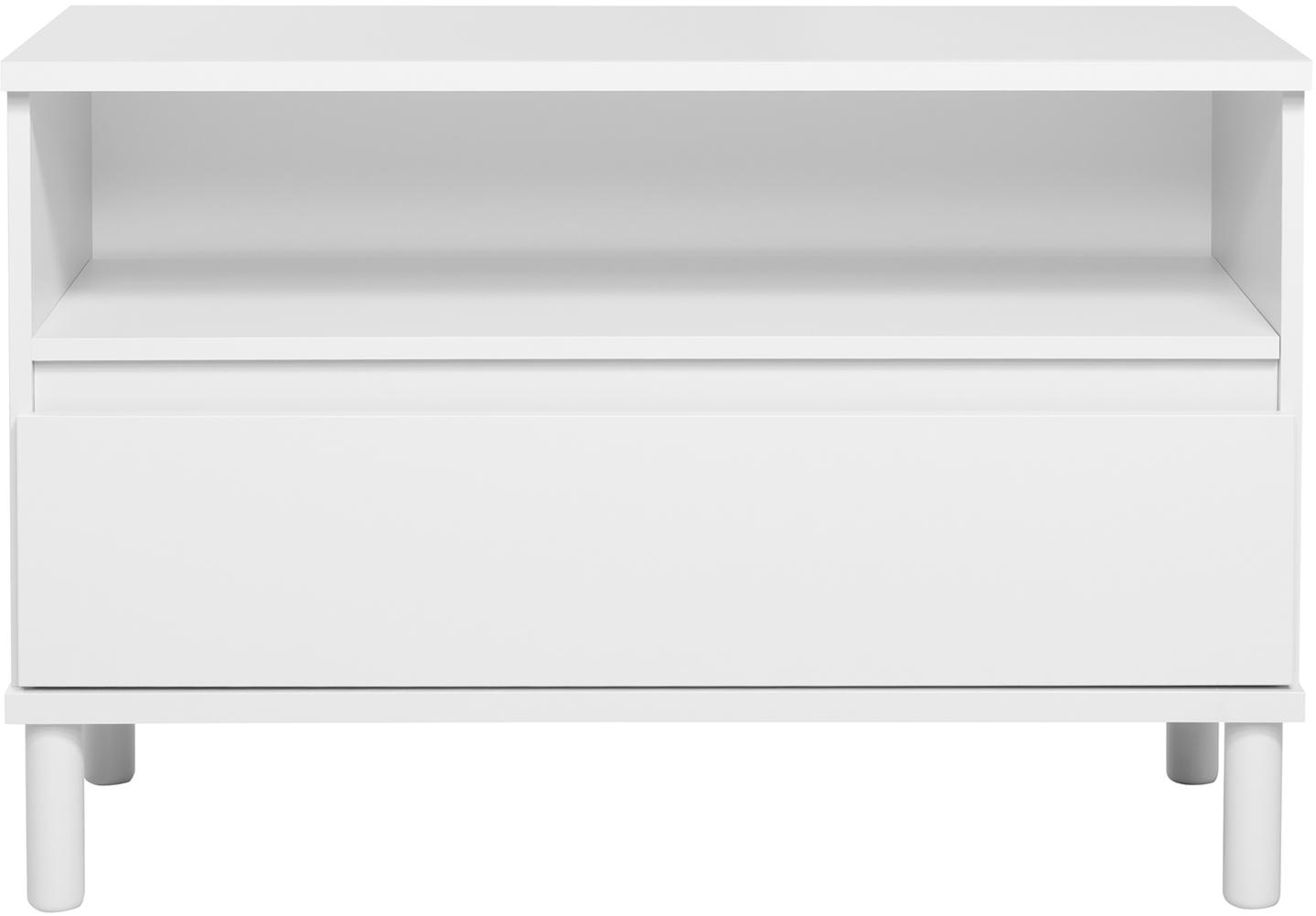 Sata kummut nr. 12. 92 cm, ava + 1 sahtel, valge, ümar jalg