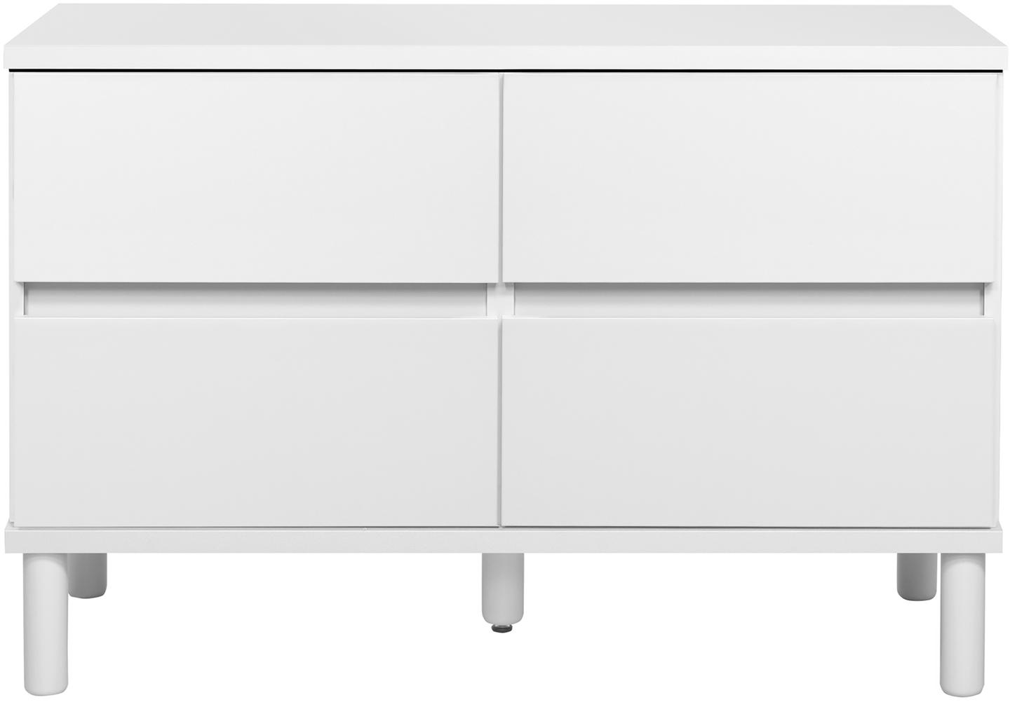 Sata kummut nr. 13. 92 cm, 4 sahtlit, valge, ümar jalg