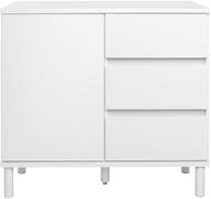 Pisipilt: Sata kummutkapp nr. 16. 92 cm, uks vasakul + 3 sahtlit, valge, ümar jalg