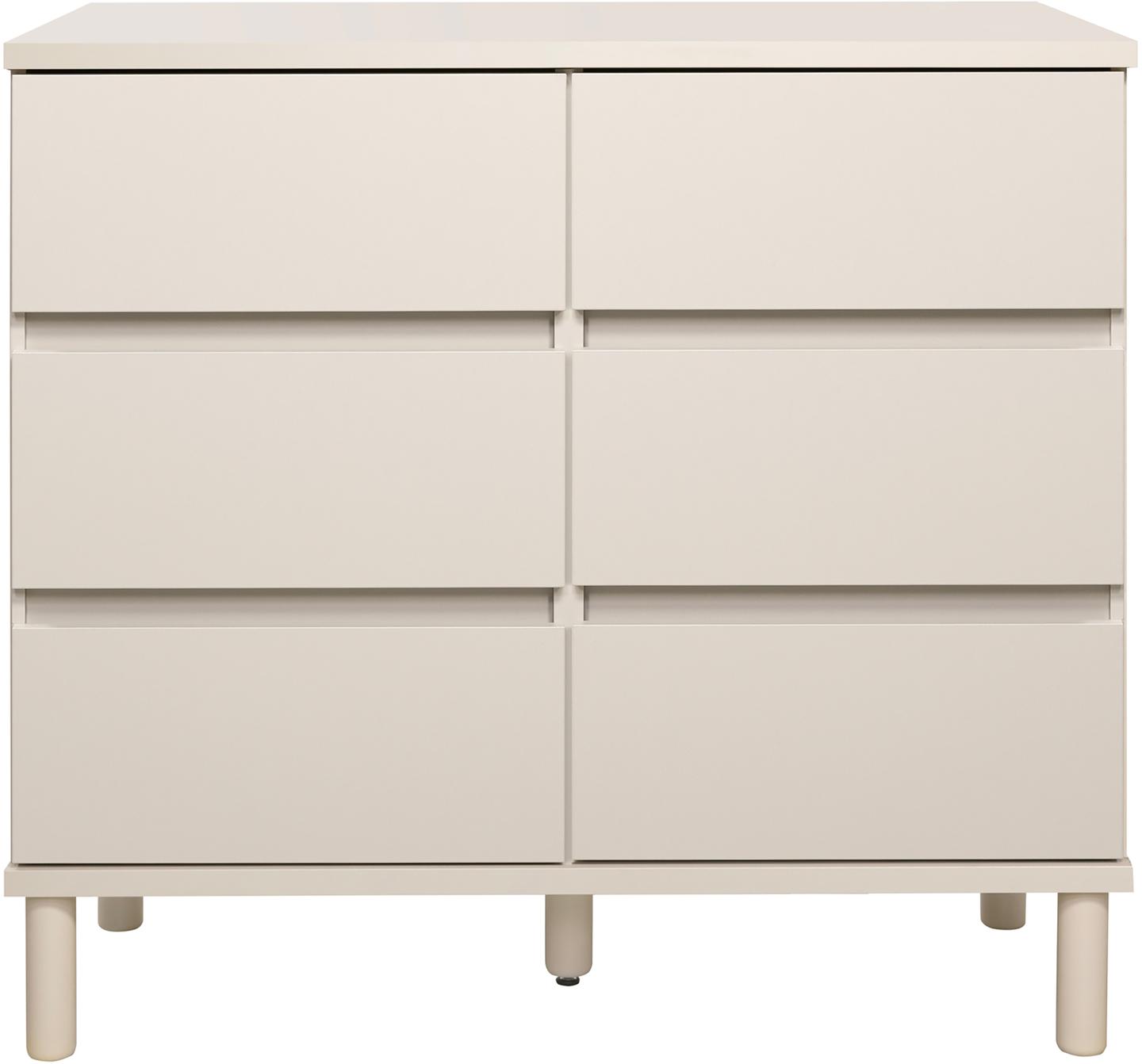 Sata kummut nr. 21. 92 cm, 6 sahtlit, greige, ümar jalg