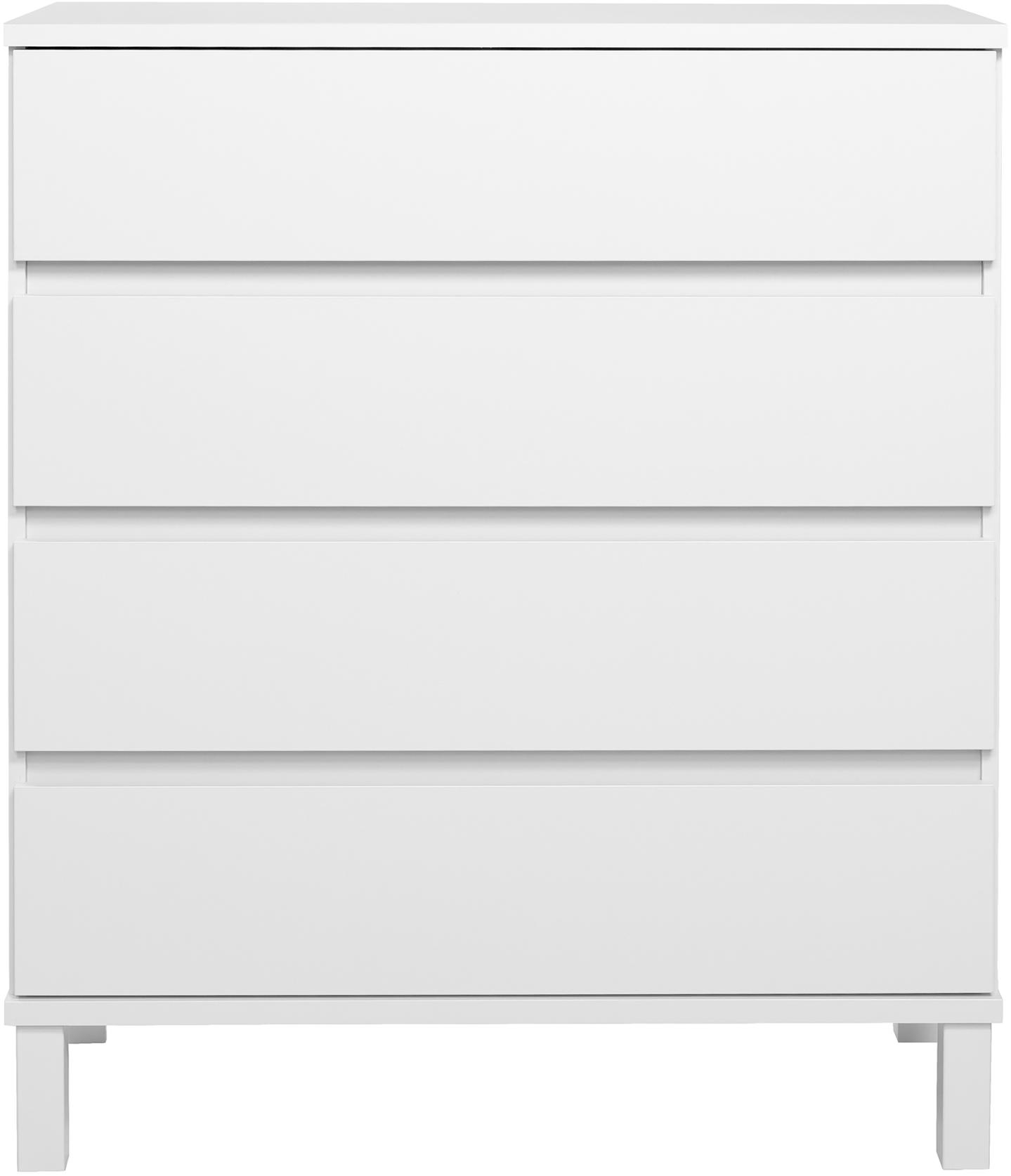 Sata kummut nr. 23. 92 cm, 4 sahtlit, valge, kandiline jalg