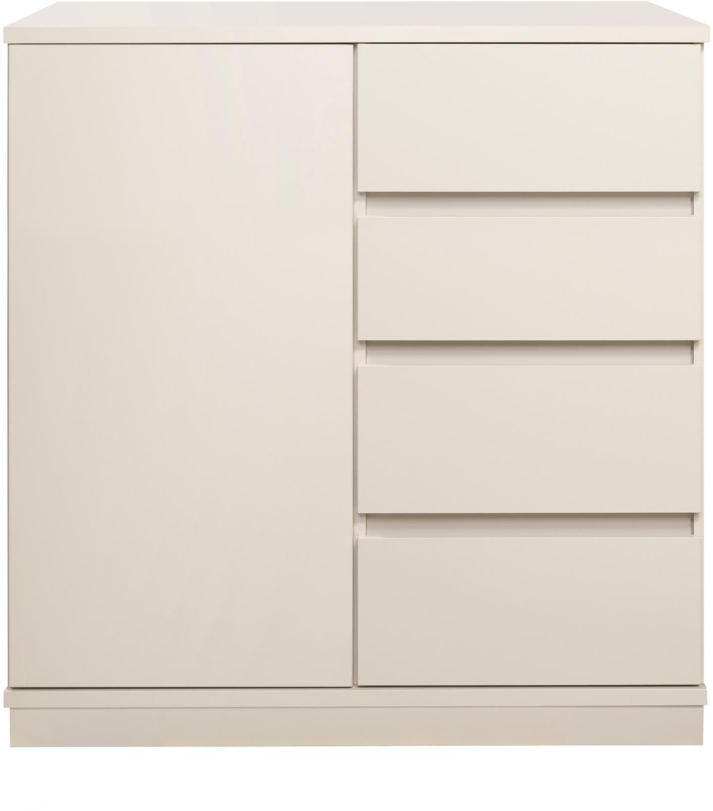 Sata kummutkapp nr. 24. 92 cm, uks vasakul + 4 sahtlit, greige, sokkel