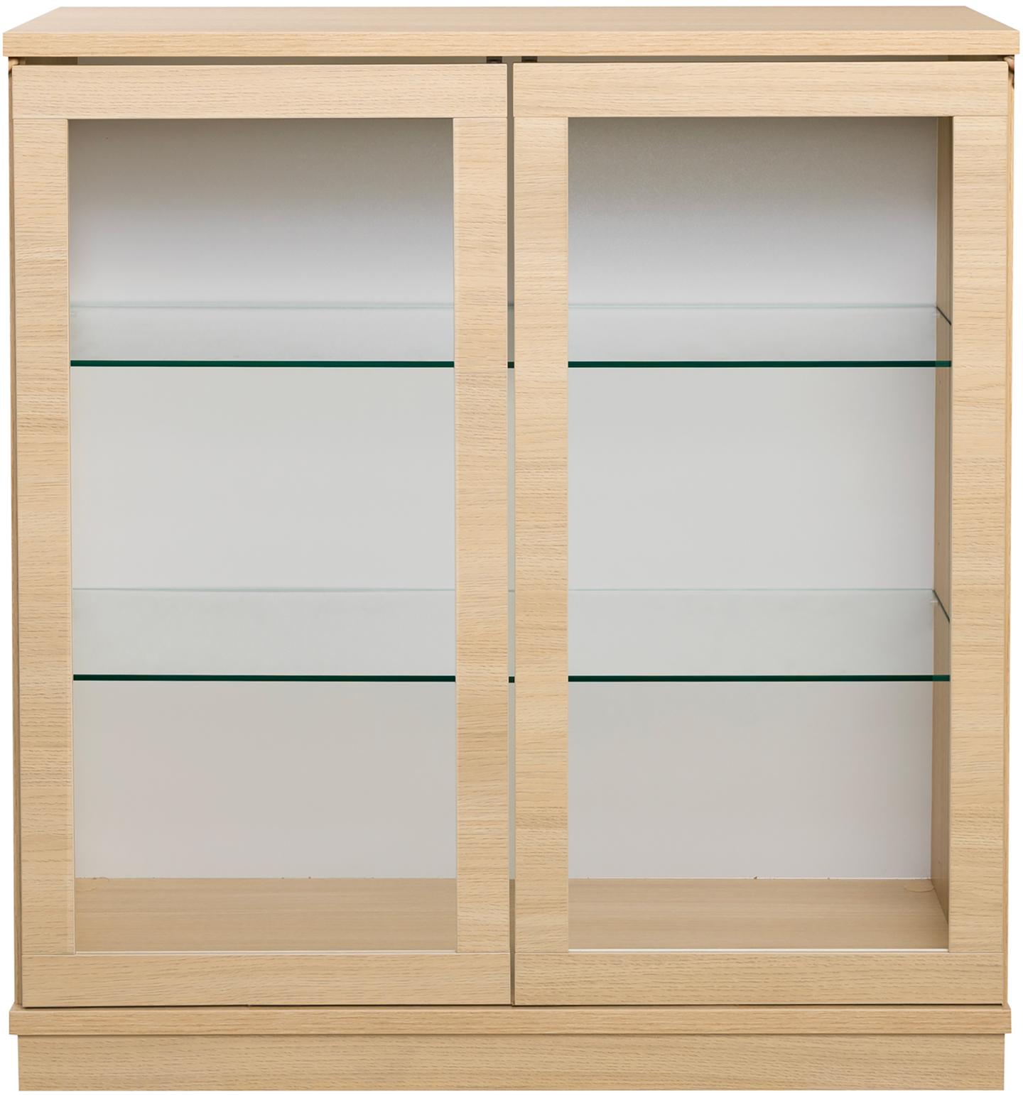 Sata klaasustega kapp nr. 26. 92cm hele tamm, sokkel