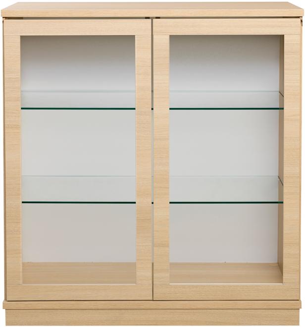 Sata klaasustega kapp nr. 26. 92 cm, hele tamm, sokkel