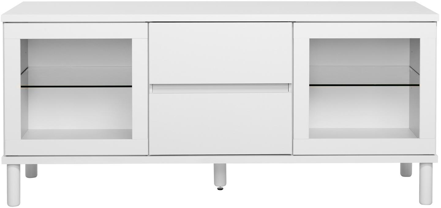 Sata kapp nr. 32. 138 cm, 2 klaasust + 2 sahtlit, valge, ümar jalg