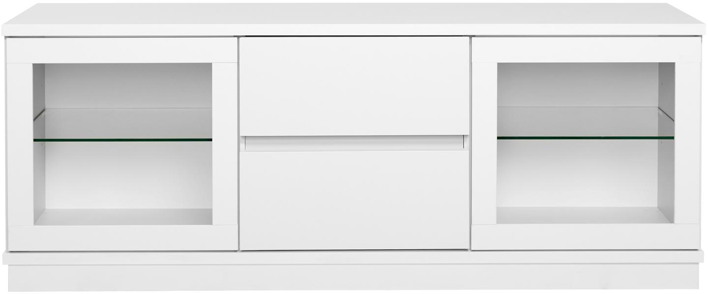 Kapp Sata nr. 32. 138cm 2 klaasust + 2 sahtlit valge, sokkel