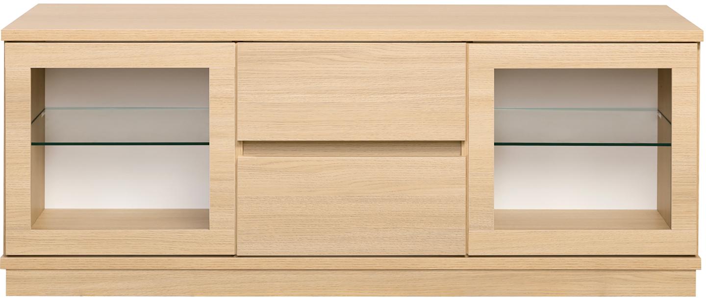 Kapp Sata nr. 32. 138cm 2 klaasust + 2 sahtlit hele tamm, sokkel