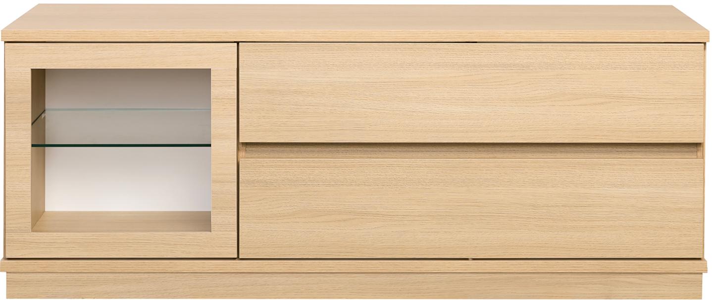 Kapp Sata nr. 39. 138cm 2 sahtlit + klaasuks vasakul hele tamm, sokkel