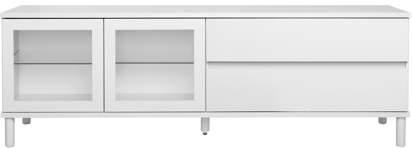 Sata kapp nr. 47. 183 cm, 2 klaasust vasakul + 2 sahtlit, valge, ümar jalg