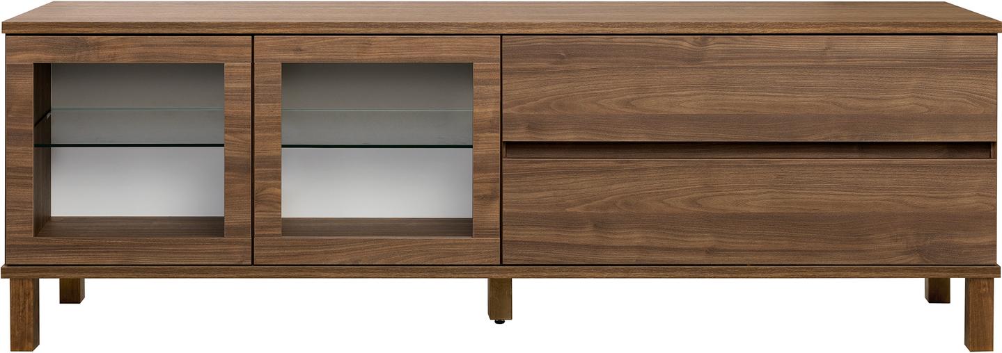 Kapp Sata nr. 47. 183cm 2 klaasust vasakul + 2 sahtlit pruun, kandiline jalg