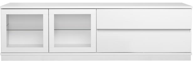 Sata kapp nr. 47. 183 cm, 2 klaasust vasakul + 2 sahtlit, valge, sokkel