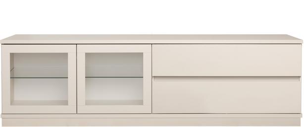 Sata kapp nr. 47. 183 cm, 2 klaasust vasakul + 2 sahtlit, greige, sokkel