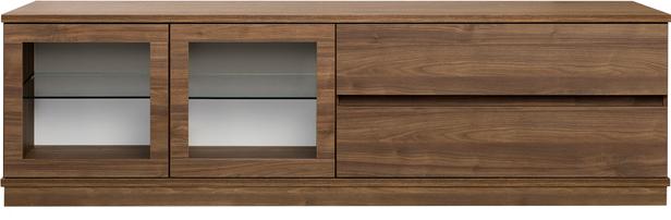 Sata kapp nr. 47. 183 cm, 2 klaasust vasakul + 2 sahtlit, pruun, sokkel