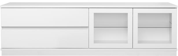 Sata kapp nr. 48. 183 cm, 2 klaasust paremal + 2 sahtlit, valge, sokkel