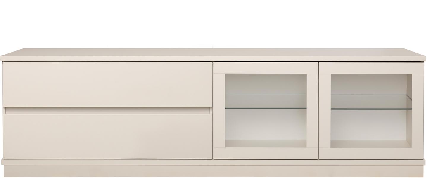 Sata kapp nr. 48. 183 cm, 2 klaasust paremal + 2 sahtlit, greige, sokkel