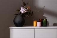 Pisipilt: Sata puhvetkapp nr. 53. 138cm 2 ust + 3 sahtlit greige, ümar jalg