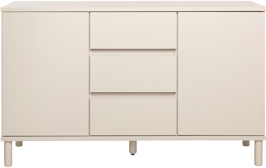 Sata puhvetkapp nr. 53. 138cm 2 ust + 3 sahtlit greige, ümar jalg