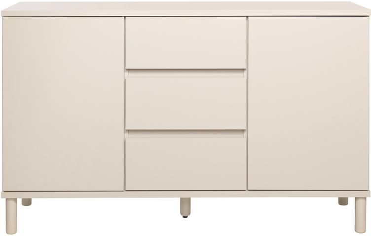 Sata puhvetkapp nr. 53. 138cm 2 ust + 3 sahtlit greige, ümar jalg