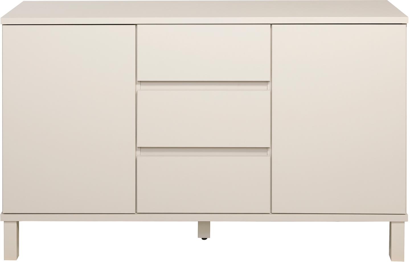 Sata puhvetkapp nr. 53. 138 cm, 2 ust + 3 sahtlit, greige, kandiline jalg