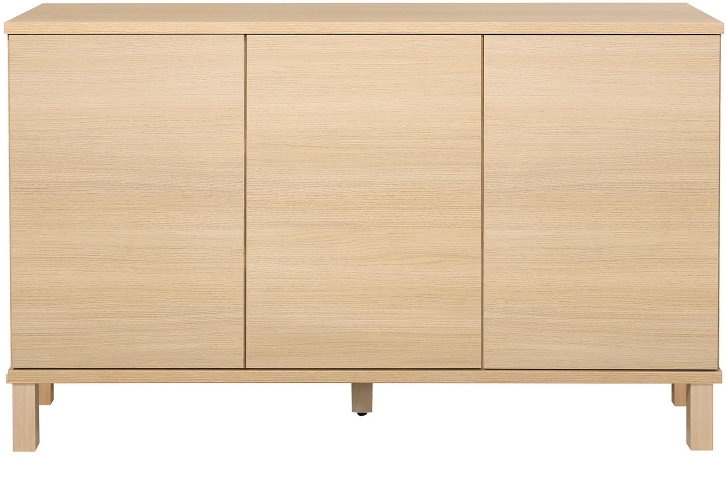 Sata puhvetkapp nr. 56. 138 cm, 3 ust, hele tamm, kandiline jalg