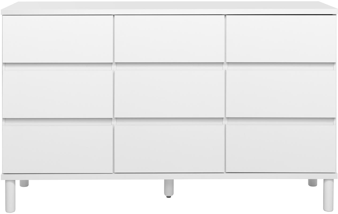 Sata puhvetkapp nr. 62. 138 cm, 6 sahtlit, valge, ümar jalg